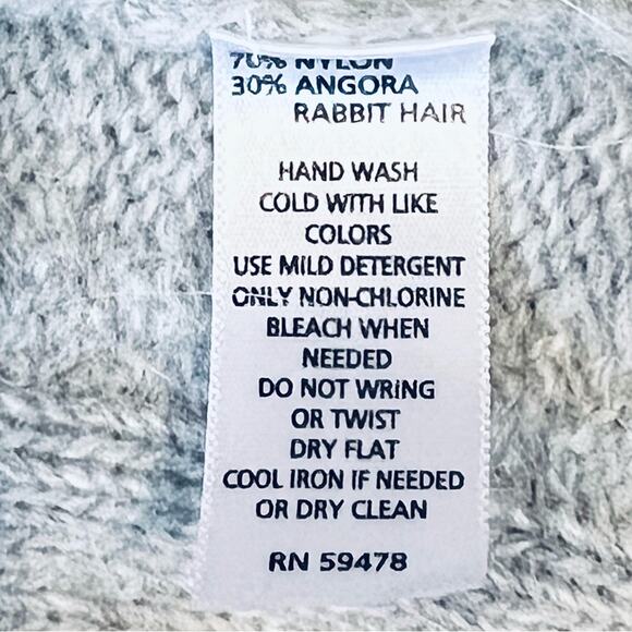 Kenar Women’s Sz XL Gray Angora Cardigan Sweater Cable Knit Button Front - Picture 12 of 12